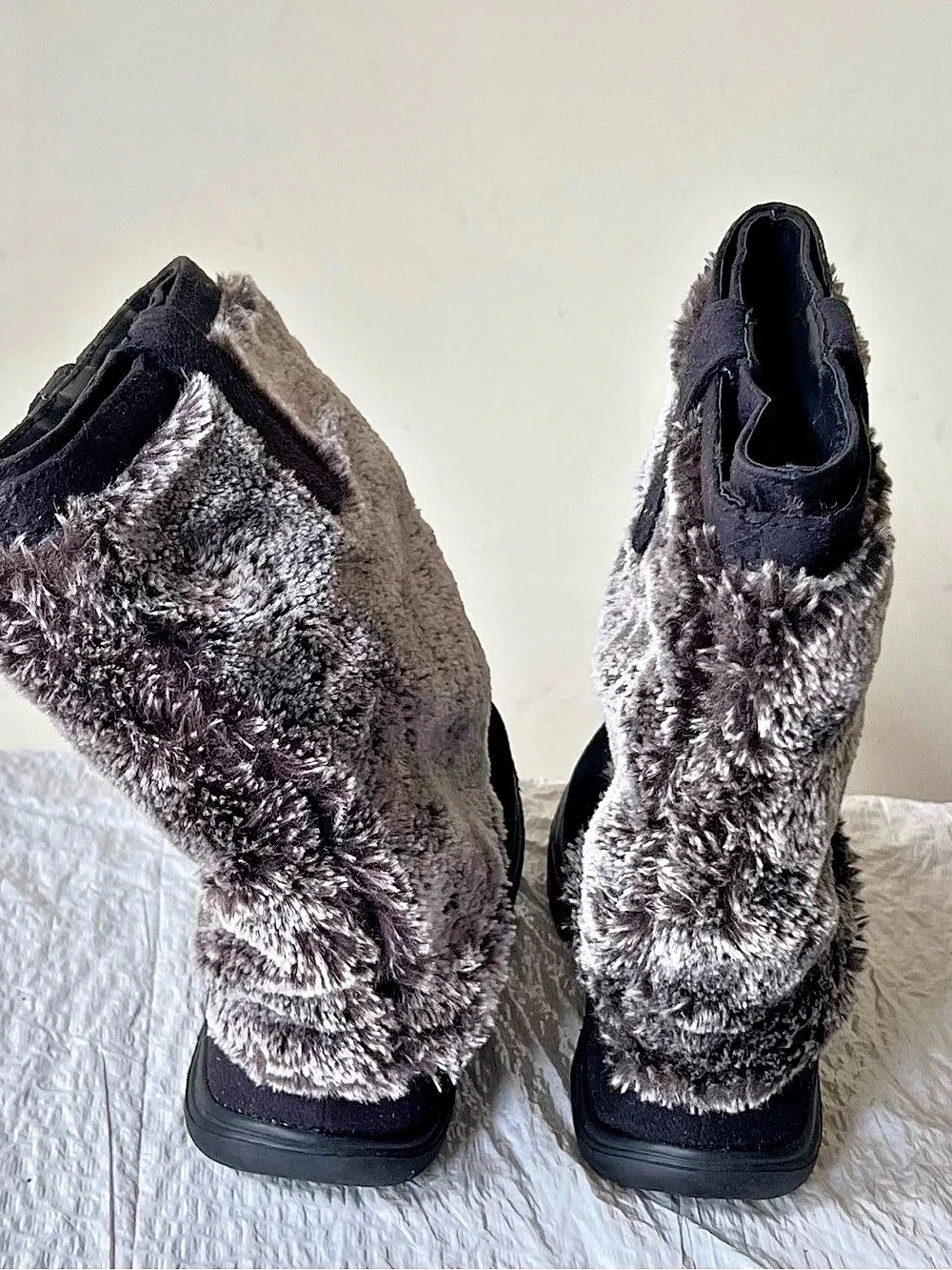 Tony Little Designs Faux Fur Winter Boots Black & Brown US 7